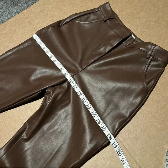 Meshki faux leather Pants, chocolate brown, highwaisted, bootcut size S, NWOT - Picture 10 of 14